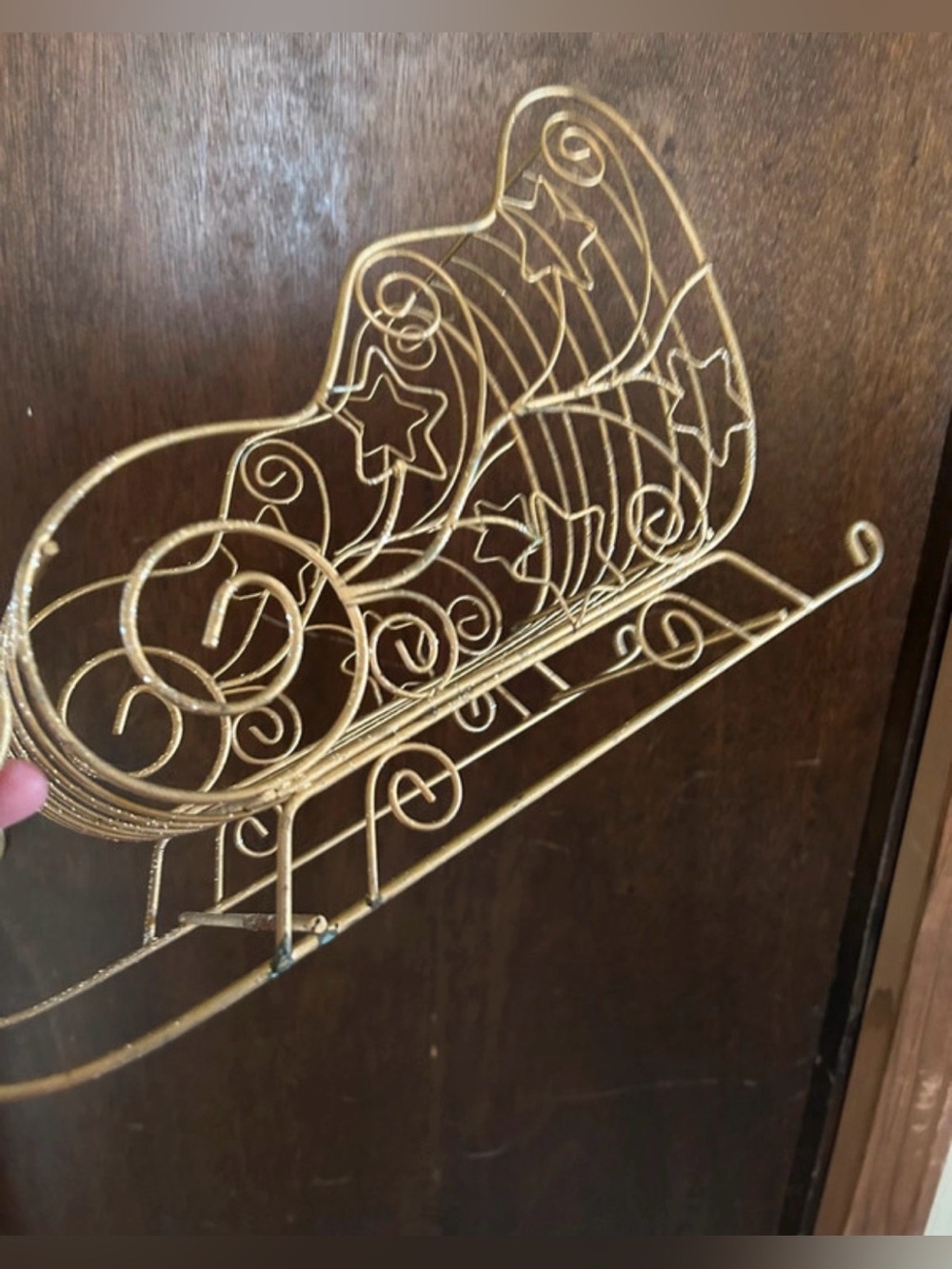 Vintage Gold With Glitter Metal Decorative Sleigh Home Decor
